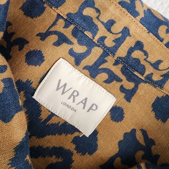 Wrap London Linen Green and Blue Abstract Blouse - Picture 9 of 10